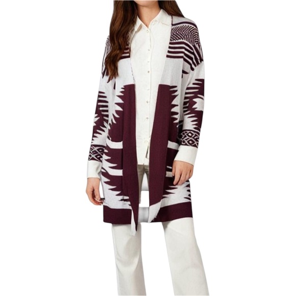 Source Unknown Sweaters - Willow And Wind Tribal Print Cardigan Western Open Front Geometric Aztec Medium